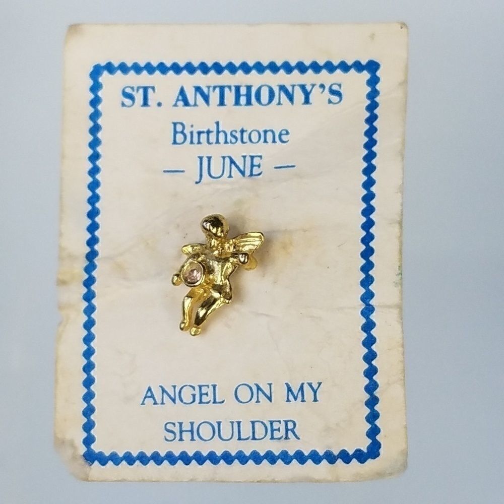 Vintage St. Anthonys Angel On My Shoulder Pin